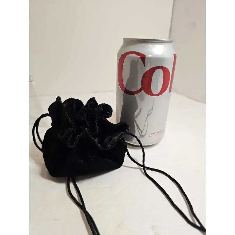 8 Pcs Velvet Jewelry Drawstring Pouch Bag Med Black Satin Lined EUC Travel 8.5